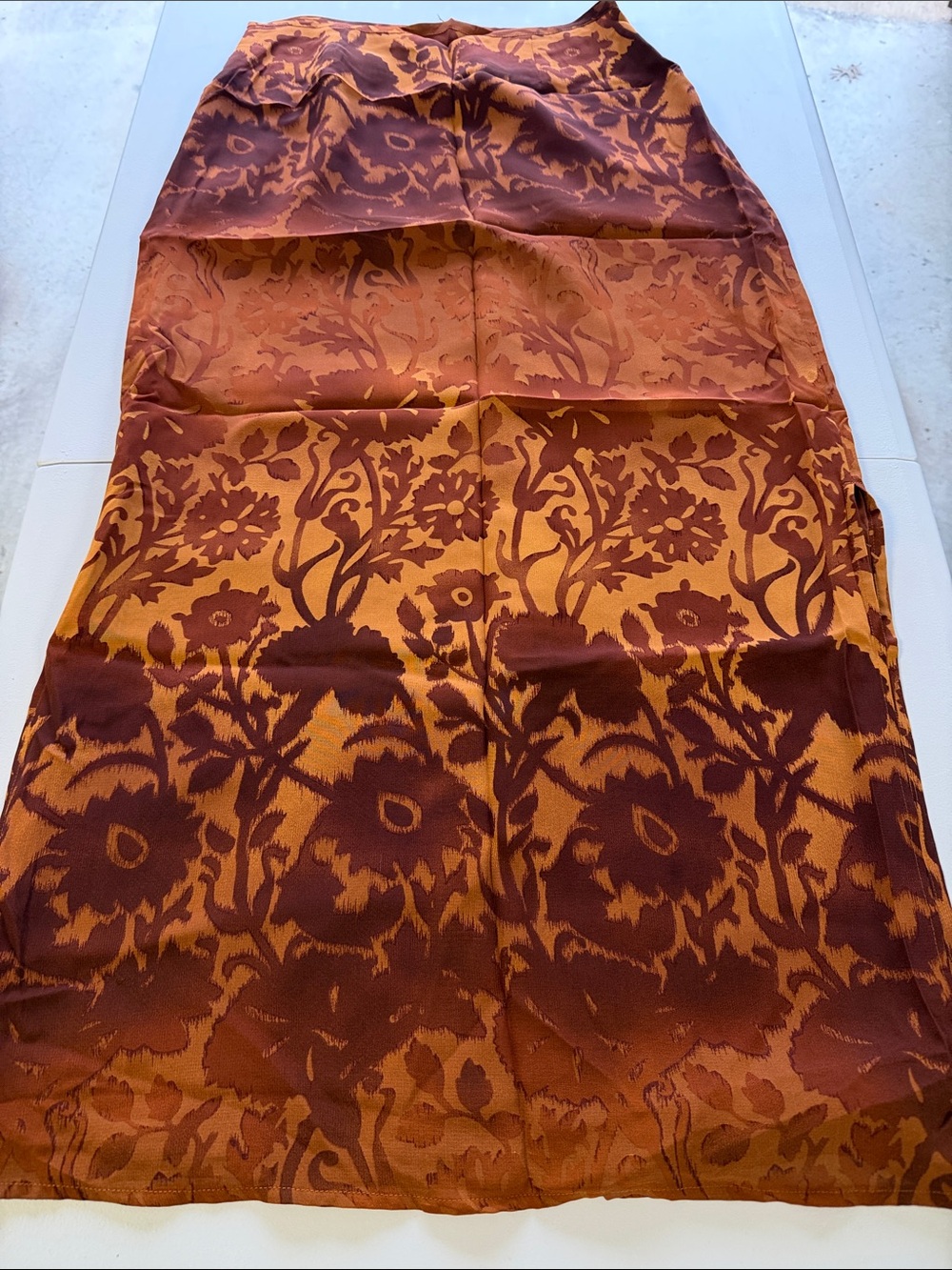 Woman’s and Deep Brown Floral Jacquard  side zip Skirt, Size 10